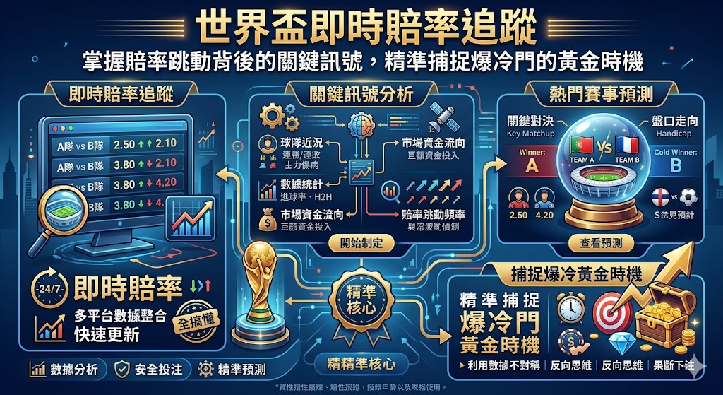 世界盃即時賠率追蹤：掌握賠率跳動背後的關鍵訊號，精準捕捉爆冷門的黃金時機