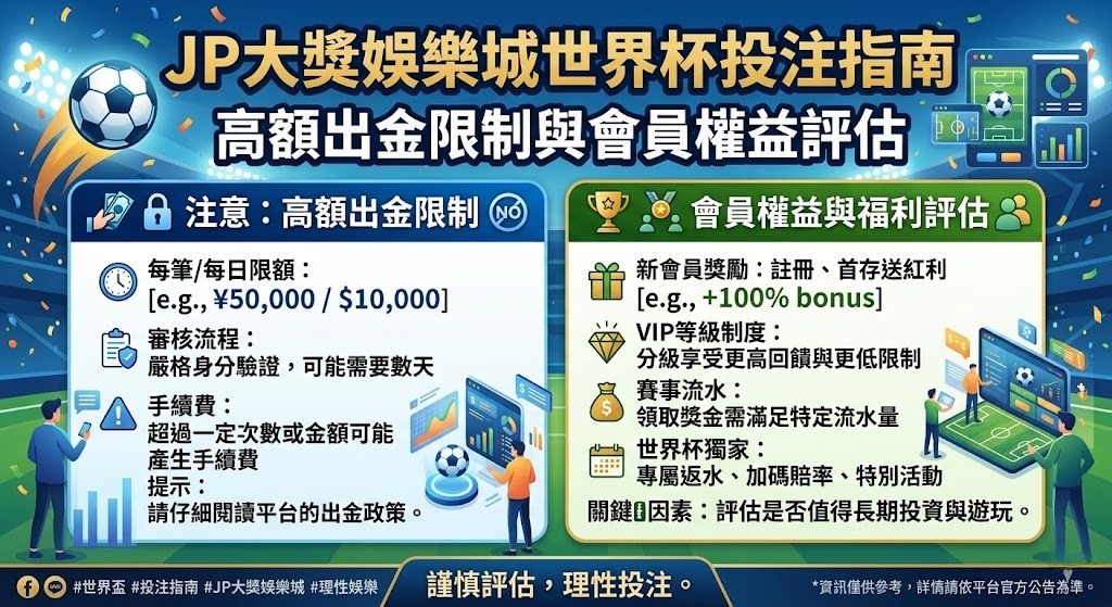JP大獎娛樂城世界杯投注指南:高額出金限制與會員權益評估