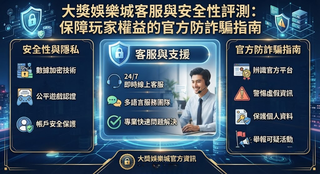 大獎娛樂城客服與安全性評測:保障玩家權益的官方防詐騙指南